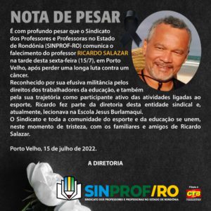 NOTA DE PESAR – Ricardo Salazar