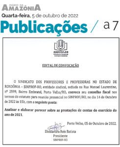 EDITAL DE CONVOCAÇÃO – Conselho Fiscal